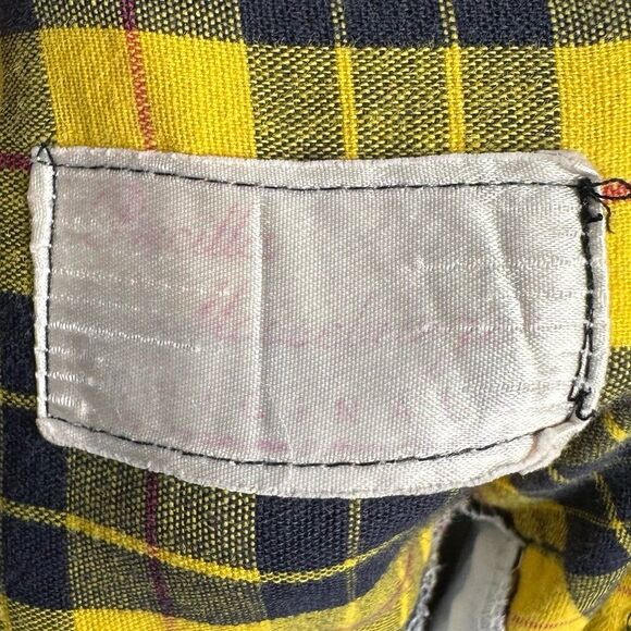 Vintage Pricilla Mooseburger Patchwork Plaid Clown Overalls Yellow Black Red - Picture 5 of 6